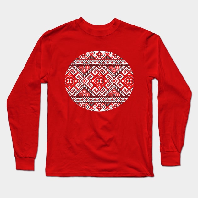 Slavic ethnic pattern Long Sleeve T-Shirt by artbyluko